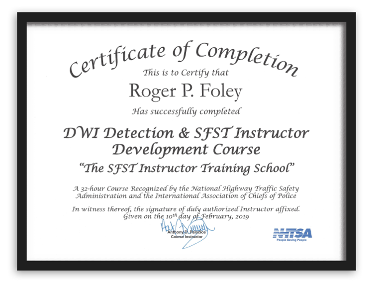 Certificate Roger P. Foley